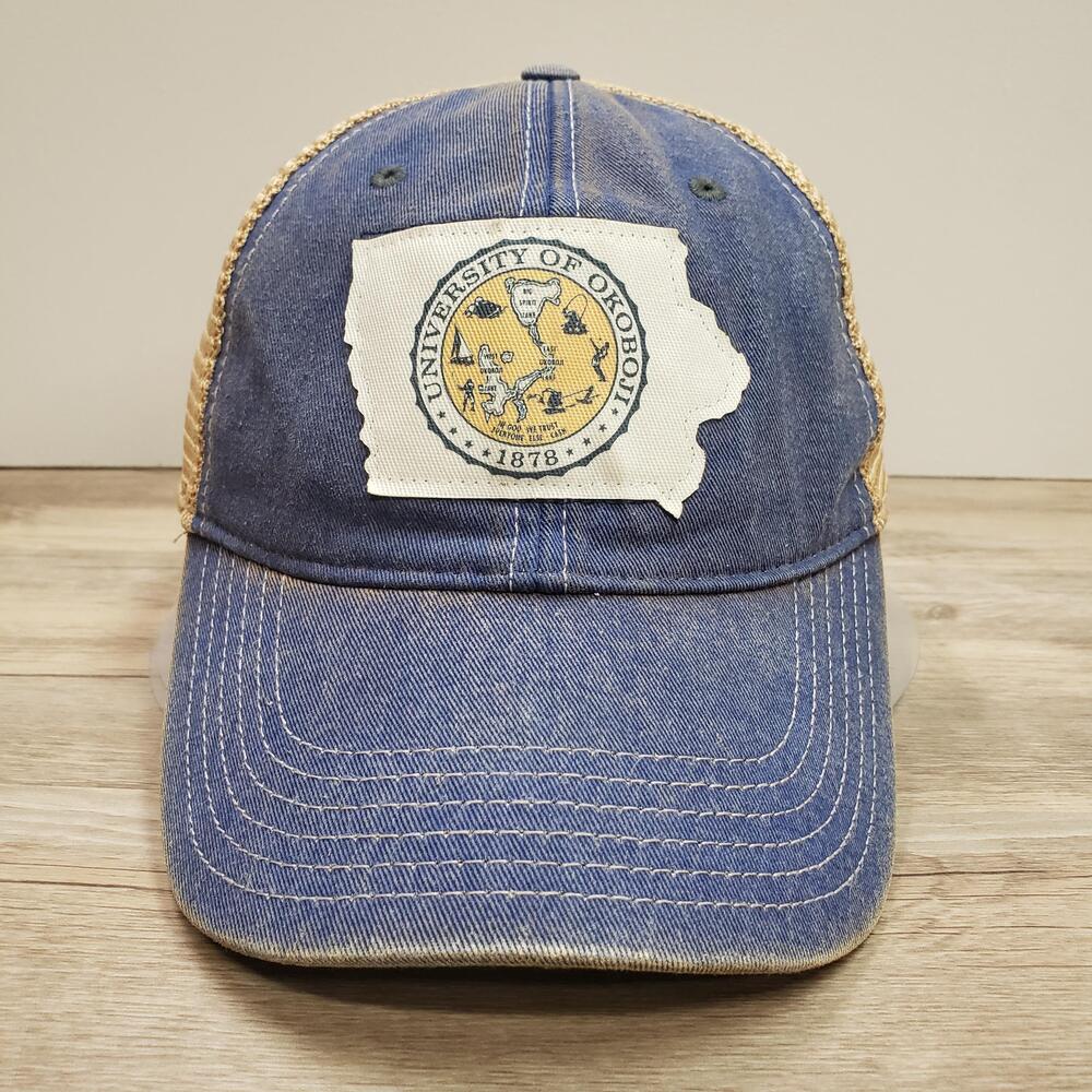 University Of Okoboji Hat Cap Snap Back Mens One Size Blue Mesh Trucker Legacy